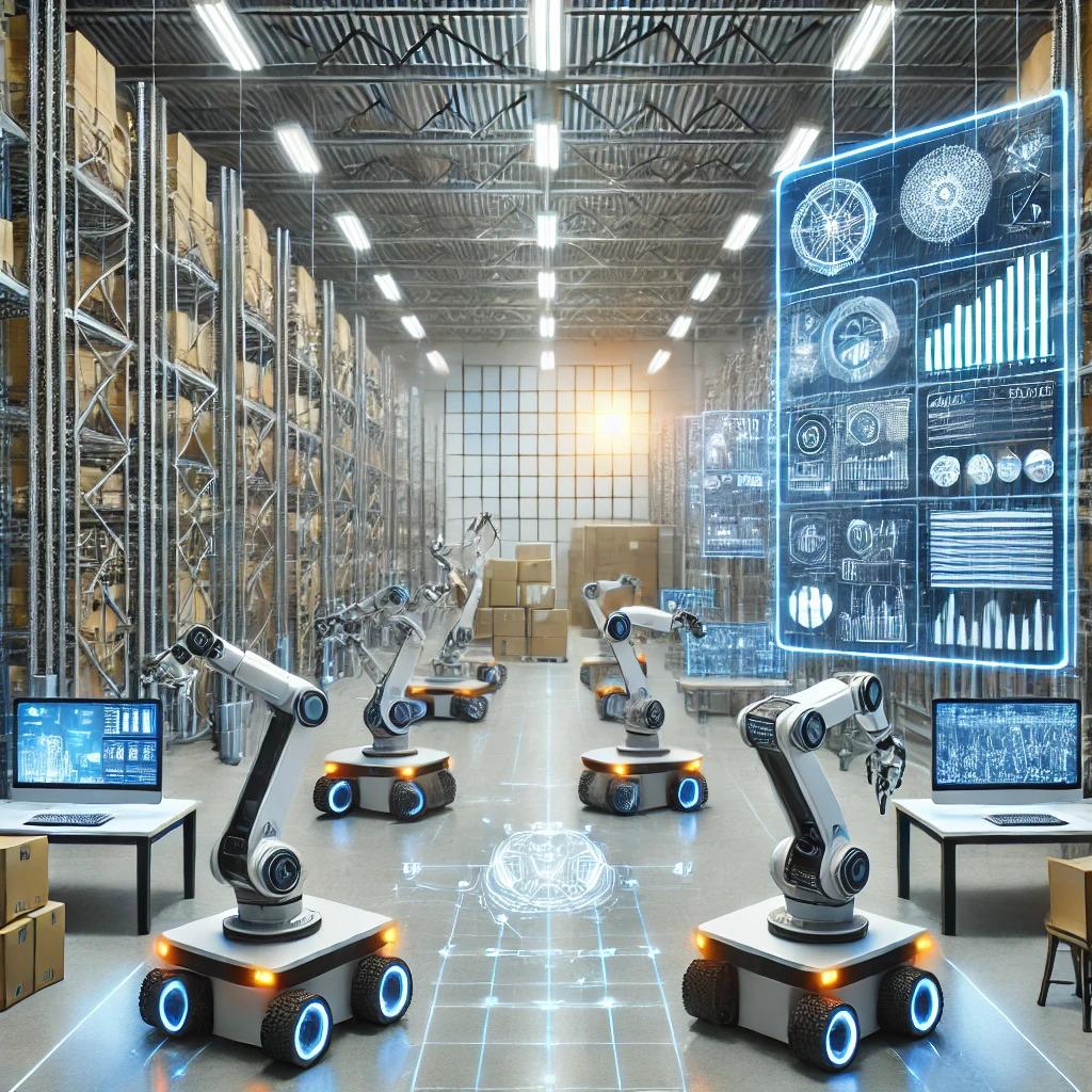 Modelo de IA analisando dados de operação logística e armazém