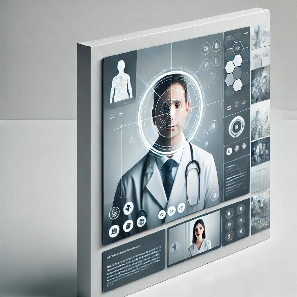 Médico usando inteligência artificial na área da saúde durante atendimento